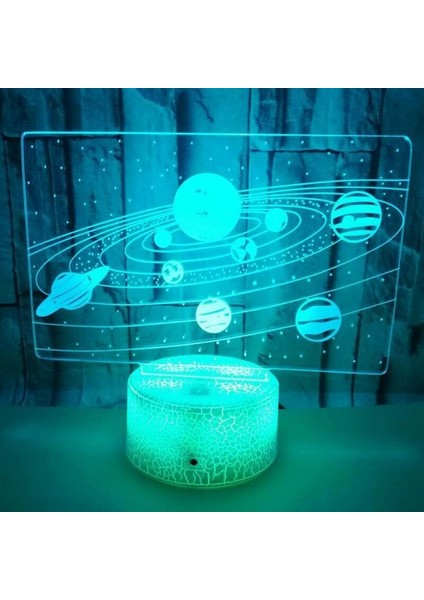 3D Güneş Sistemi Galaxy Gece Işık Renk Değişim Odası Masa Lambası Çocuklar Noel Hediye (Yurt Dışından)