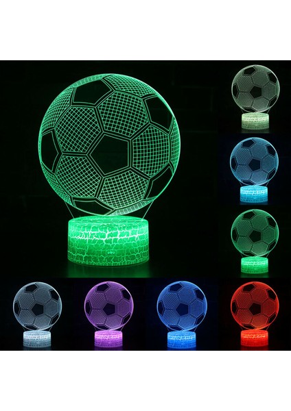 Futbol Futbol Topu 3D Illusion Görsel Nightlight Resepsiyon Masa Lambası Odası Dekor (Yurt Dışından)