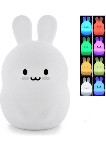 Tavşan LED Gece Işık Dokunmatik Sensör Karikatür Silikon Bunny Masa Lambası Yatak Odası Başucu Lambası Çocuk Çocuklar İçin Bebek Hediye | LED Gece Işıkları (Yurt Dışından)