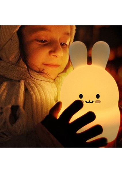 Tavşan LED Gece Işık Dokunmatik Sensör Karikatür Silikon Bunny Masa Lambası Yatak Odası Başucu Lambası Çocuk Çocuklar İçin Bebek Hediye | LED Gece Işıkları (Yurt Dışından)