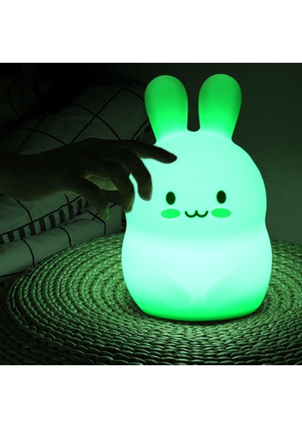 Tavşan LED Gece Işık Dokunmatik Sensör Karikatür Silikon Bunny Masa Lambası Yatak Odası Başucu Lambası Çocuk Çocuklar İçin Bebek Hediye | LED Gece Işıkları (Yurt Dışından)
