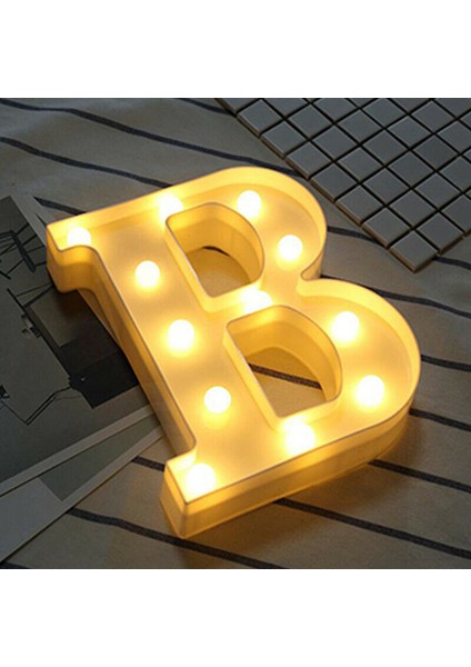 (B) LED Alfabe Mektubu Işıkları Büyük Işık Up Plastik Doğum Günü Partisi Işareti Dekorasyon (Yurt Dışından)