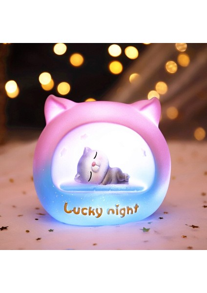 Kawaii Kitten Masa Lambası Reçine Güz Dayanıklı Başucu Lambası Kapalı Aydınlatma Gece Lambası Odası Dekor Hediye Çocuklar İçin Dropship | LED Masa Lambaları (Yurt Dışından)