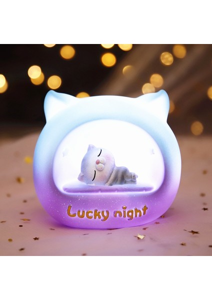 Kawaii Kitten Masa Lambası Reçine Güz Dayanıklı Başucu Lambası Kapalı Aydınlatma Gece Lambası Odası Dekor Hediye Çocuklar İçin Dropship | LED Masa Lambaları (Yurt Dışından)