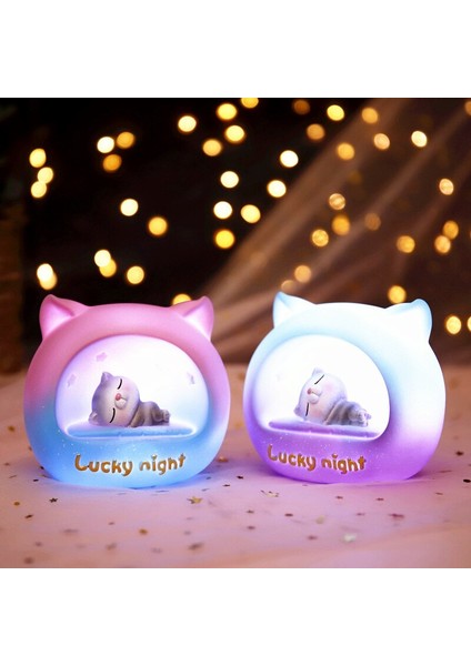 Kawaii Kitten Masa Lambası Reçine Güz Dayanıklı Başucu Lambası Kapalı Aydınlatma Gece Lambası Odası Dekor Hediye Çocuklar İçin Dropship | LED Masa Lambaları (Yurt Dışından)