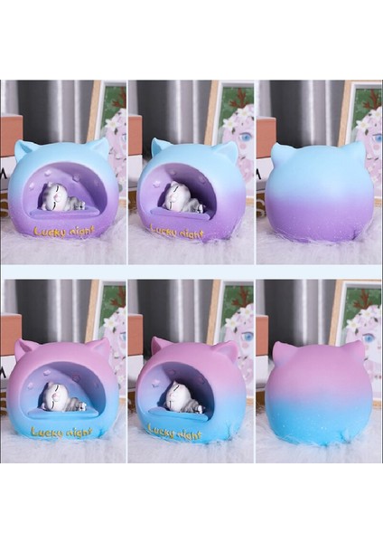Kawaii Kitten Masa Lambası Reçine Güz Dayanıklı Başucu Lambası Kapalı Aydınlatma Gece Lambası Odası Dekor Hediye Çocuklar İçin Dropship | LED Masa Lambaları (Yurt Dışından)