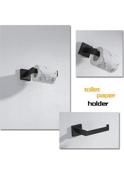 Paslanmaz Çelik Tuvalet Kağıdı Tutucu Banyo Duvara Montaj Wc Kağıt Telefon Tutucu Raf Havlu Rulo Raf Aksesuarları | Kağıt Tutucular (Siyah) (Yurt Dışından)