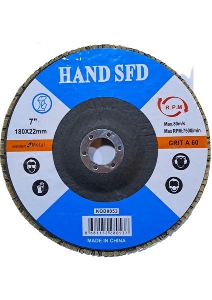 Handsfd Flap Disk Zımpara 180X22 mm 60 Kum KOD:0053