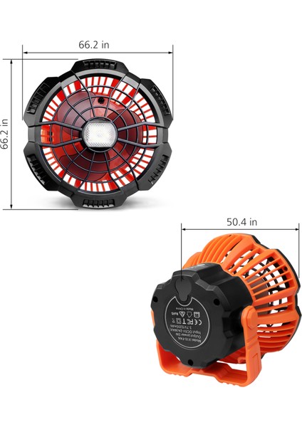 2'si 1 Arada Çadır İçin Fenerli Kamp Vantilatörü - Turuncu (Yurt Dışından)