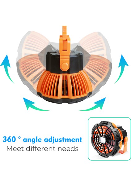 2'si 1 Arada Çadır İçin Fenerli Kamp Vantilatörü - Turuncu (Yurt Dışından)