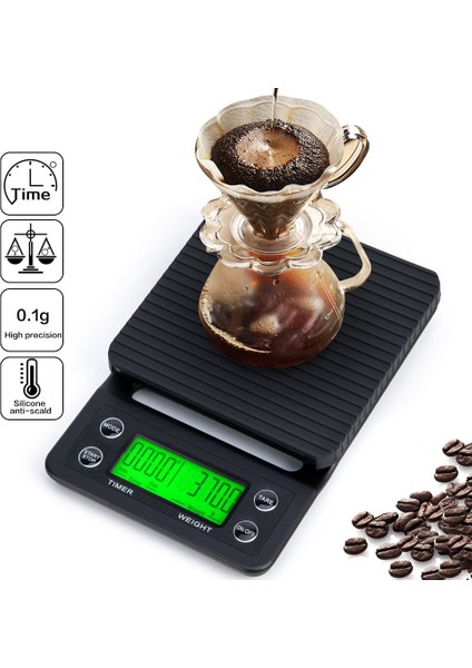 Kahve Ölçekleri 5 kg x 0.1g Zamanlayıcı ile Damla Yüksek Hassasiyetli Elektronik Mutfak Dijital LCD Ağırlık Dengesi Ev | Tartım Terazi (Yurt Dışından)
