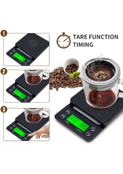 Kahve Ölçekleri 5 kg x 0.1g Zamanlayıcı ile Damla Yüksek Hassasiyetli Elektronik Mutfak Dijital LCD Ağırlık Dengesi Ev | Tartım Terazi (Yurt Dışından)