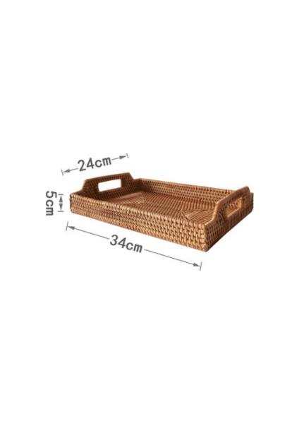 Kolu Dikdörtgen ile Rattan Servis Tepsileri El Yapımı Dokuma Tepsi Snack Plaka Rattan Dokuma Sepet Meyve Snack Ekran Tepsisi | Depolama Tepsileri (Ler) (Yurt Dışından)