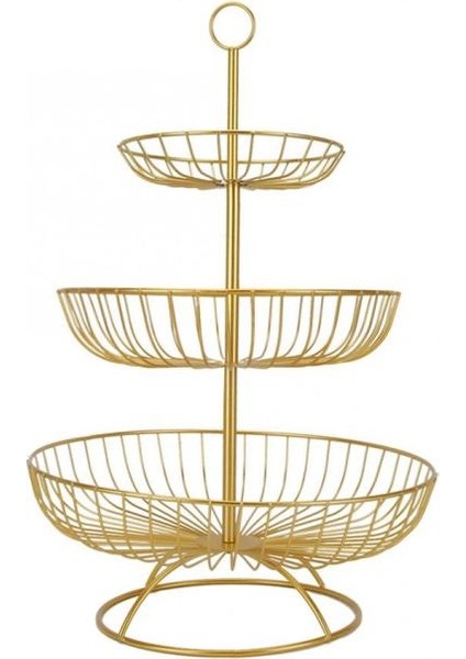 3 Tier Retro Yuvarlak Moda Metal Demir Ev Meyve Tabağı Depolama Sepeti Ev Doğum Günü Partisi Meyve Tepsisi Snacks Stand | Depolama Tepsileri (Altın) (Yurt Dışından)