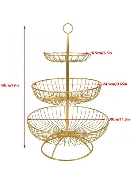 3 Tier Retro Yuvarlak Moda Metal Demir Ev Meyve Tabağı Depolama Sepeti Ev Doğum Günü Partisi Meyve Tepsisi Snacks Stand | Depolama Tepsileri (Altın) (Yurt Dışından) fiyatları