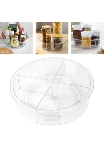 Yuvarlak Clear 360 Dönme Dolap Organizatör ile Bölücüler Pikap Plastik Gıda Depolama Konteyner Spice Raf | Depolama Tepsileri (Yurt Dışından) modelleri