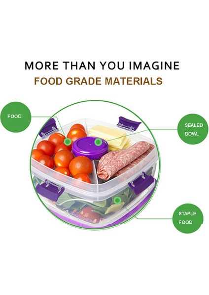 Plastik Öğle Yemeği Kutusu Gıda Konteyner Taşınabilir Mutfak Depolama Organizasyon Öğrenci Çocuklar Lunchbox Sebze Meyve Pirinç Salatası | Öğle Yemeği Kutuları (Mor) (Yurt Dışından)