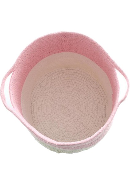 Çamaşır Sepeti 13X12 Inç Pamuk Halat Sepeti Dokuma Depolama ile / Kolları Pembe (Yurt Dışından) fiyatları
