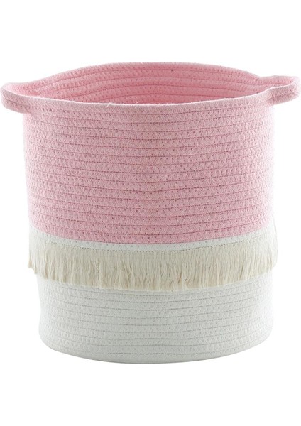 Çamaşır Sepeti 13X12 Inç Pamuk Halat Sepeti Dokuma Depolama ile / Kolları Pembe (Yurt Dışından) fırsatları