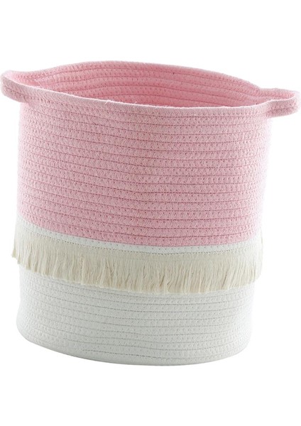 Çamaşır Sepeti 13X12 Inç Pamuk Halat Sepeti Dokuma Depolama ile / Kolları Pembe (Yurt Dışından) indirimleri