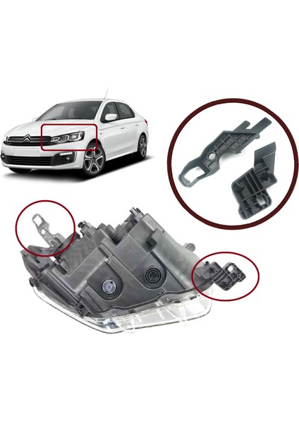 Otomotiv BHL536 Citroen C-Elysée 2012-ON Için Sol Ön Far Ayağı Tamir Takımı 9675140080 fiyatları
