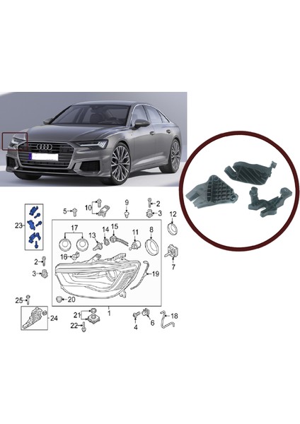 Otomotiv BHL541 Audi A6L S6 Avant Quatro Allroad Için Sağ Ön Far Ayağı Tamir Takımı 4G0998122A fiyatları