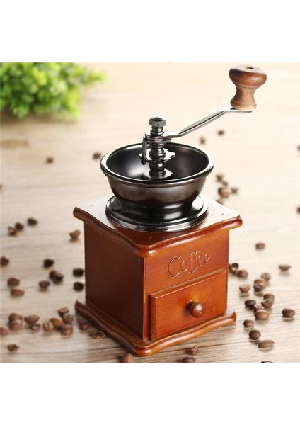 Retro Manuel Kahve Öğütücü Ahşap Mini Ev Cafe Kahve Fasulye Burr Değirmen Makinesi Klasik Bitki Biber Değirmen Baharat El Krank Araçları | Manuel Kahve Öğütücüler (Yurt Dışından)
