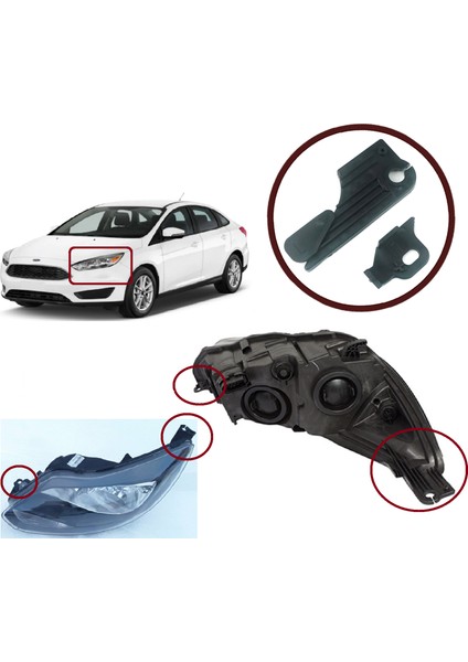 Otomotiv BHL548 Ford Focus Mk3 2010-2017 Için Sol Ön Far Ayağı Tamir Takımı BM5113W030
