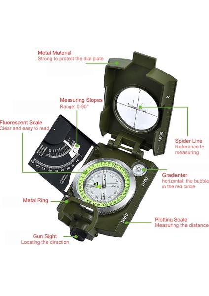 Mulitfunctional Askeri Pusula Geolojik Dijital Navigasyon Ekipmanları Açık Su Geçirmez Kamp Tırmanışı Hayatta Kalma | Pusula (Yurt Dışından)