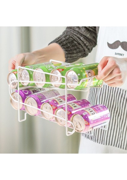 Çift Katmanlı Buzdolabı Içecek Depolama Raf Rulo Tasarım Bira Demir Raf Cola Bira Tutucu Soda Dispenser Mutfak Organize | Raflar ve tutucular (Yurt Dışından) fırsatları