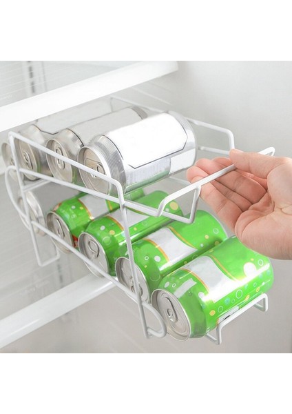 Çift Katmanlı Buzdolabı Içecek Depolama Raf Rulo Tasarım Bira Demir Raf Cola Bira Tutucu Soda Dispenser Mutfak Organize | Raflar ve tutucular (Yurt Dışından) indirimleri