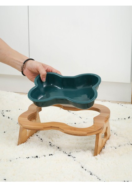 Seramik Pet Köpek Kedi Su Yeme Kase Küçük Büyük Köpekler Yavru Kedi Içme Besleyici Pet Malzemeleri Kemik Şekli ile Ahşap Standı | Köpek Besleme (Yurt Dışından) fırsatları