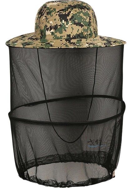 Arıcılık Güneş Şapka Kafası Net Uv Koruyucu Örgü Şapka Peçe Açık Havada Camo Yeşil (Yurt Dışından)