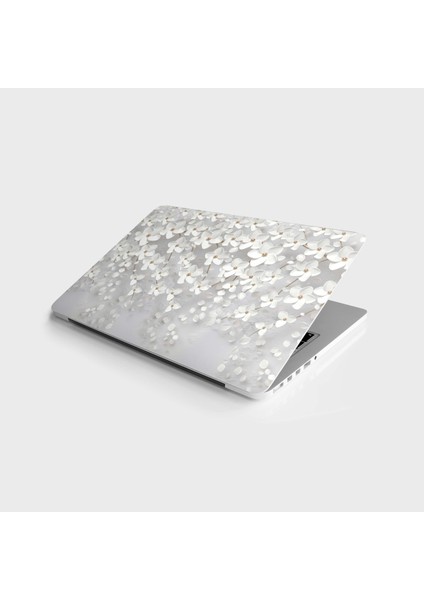 Laptop Sticker Bilgisayar Notebook Pc Kaplama Etiketi 3D Beyaz Yapraklar