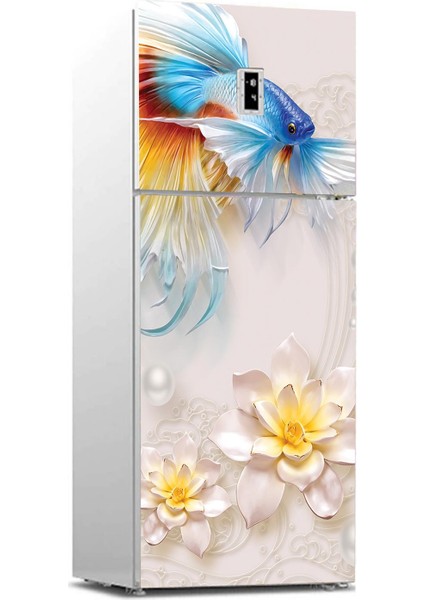 Buzdolabı Sticker Kaplama Dolap Kaplama Etiketi 3D Balık