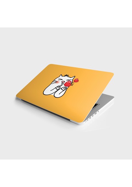 Laptop Sticker Bilgisayar Notebook Pc Kaplama Etiketi Kedi Kalp Öpücüğü
