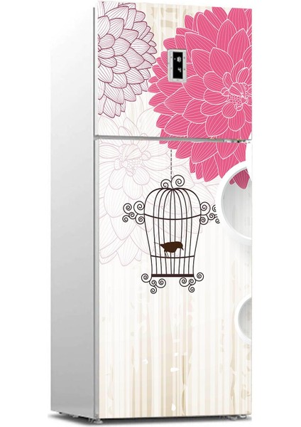 Buzdolabı Sticker Kaplama Dolap Kaplama Etiketi Bahar Çiçek Kuş