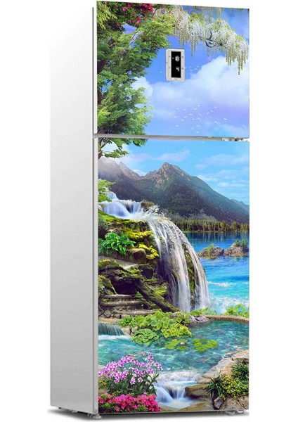 Buzdolabı Sticker Kaplama Dolap Kaplama Etiketi Göl Çiçekler