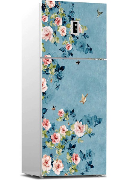 Buzdolabı Sticker Kaplama Dolap Kaplama Etiketi Mavi Yeşil Pembe Çiçek