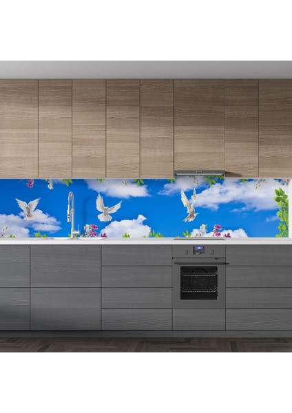 Mutfak Tezgah Arası Folyo Fayans Kaplama Folyosu Gökyüzü Orkide 60X400 cm fiyatları