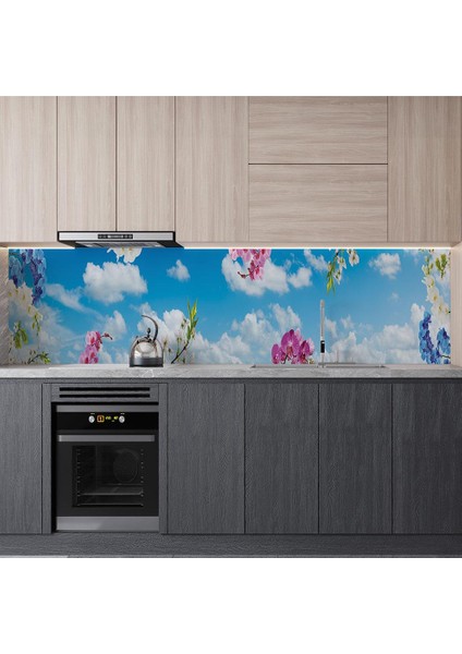 Mutfak Tezgah Arası Folyo Fayans Kaplama Folyosu Gökyüzü Orkide 60X400 cm modelleri