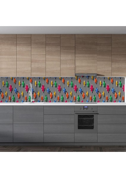 Mutfak Tezgah Arası Folyo Fayans Kaplama Folyosu Renkli Elmaslar 60X300 cm fiyatları