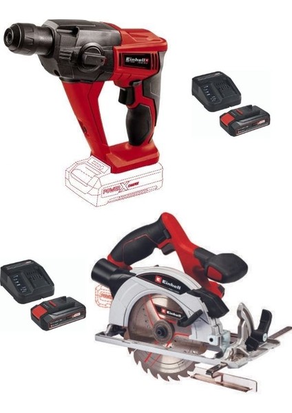Te-Hd 18 Li Akülü Vidalama Delme Te-Cs 18/165/1 Akülü Daire Testere 2X2.5AH Starter Kit Set