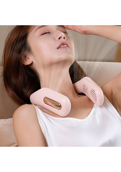 Asılı Boyun Küçük Fan USB Taşınabilir Spor Açık Şarj Fanı (Kiraz Çiçeği Tozu)(Yurt Dışından)