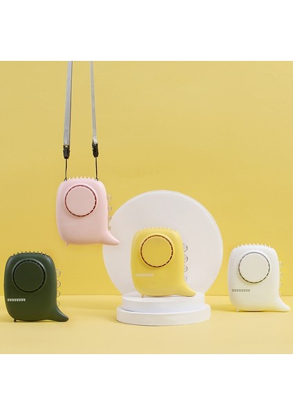 D2 Dinozor Asma Boyun Fanı Çok Fonksiyonlu USB Mini Masaüstü El Taşıyıcı Gece Işığı Fan (Pembe)(Yurt Dışından)