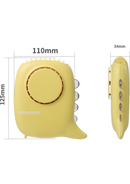 D2 Dinozor Asma Boyun Fanı Çok Fonksiyonlu USB Mini Masaüstü El Taşıyıcı Gece Işığı Fan (Pembe)(Yurt Dışından)