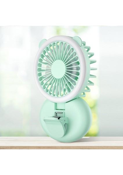 D11 Dolgu Işık Klipsi Asma Boyun Fanı El Taşıyıcı Mini USB Masaüstü Fan (Yeşil) (Yurt Dışından)