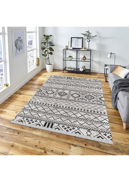 Dekoratif Kilim Makinada Yıkanabilir Dijital Baskılı Etnik Desenli Kaymaz Tabanlı Salon Koridor Mutfak Halısı NOVA-4088