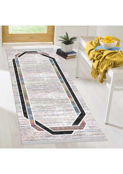 Decoser Halı Dekoratif Kilim Makinada Yıkanabilir Dijital Baskılı Modern Desenli Kaymaz Tabanlı Salon Koridor Mutfak Halısı NOVA-6040