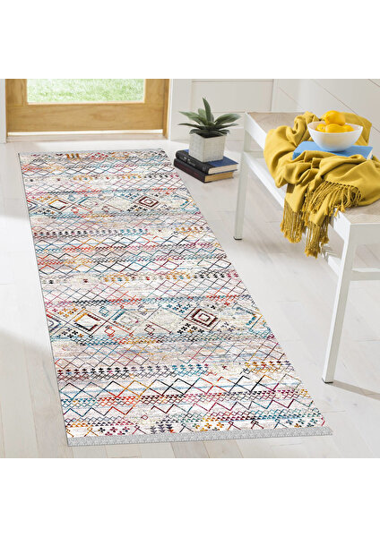 Decoser Halı Dekoratif Kilim Makinada Yıkanabilir Dijital Baskılı Modern Desenli Kaymaz Tabanlı Salon Koridor Mutfak Halısı NOVA-6089